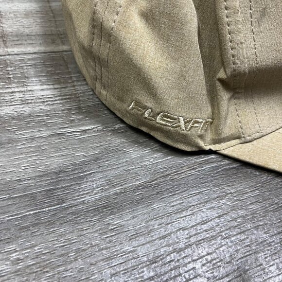 Quicksilver Graphic Embroidered FlexFit Fitted Flat Round Bill Hat Sand One Size - Picture 3 of 8